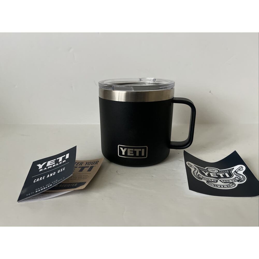 Yeti Rambler 14 oz Black Mug Magslider Lid Stainless Double Wall Insulated Cup